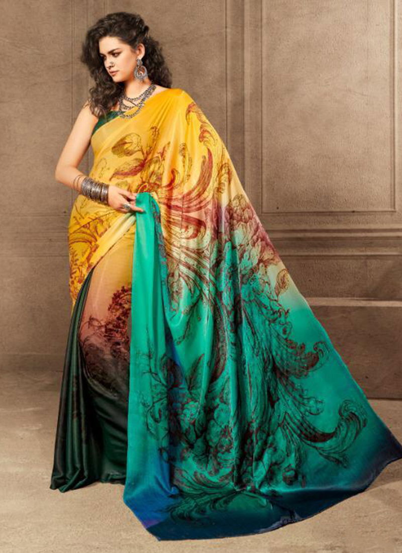 New Satin Designer Digital Printed Sarees Collection